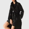 Long leather trench coat