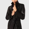 Long leather trench coat