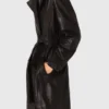 Long leather trench coat