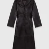 Long leather trench coat