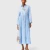 Long pleated dress with eyelets Long pleated dress with eyelets