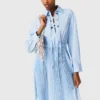 Long pleated dress with eyelets Long pleated dress with eyelets