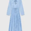 Long pleated dress with eyelets Long pleated dress with eyelets