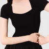 Long ribbed knit and taffeta dress Long ribbed knit and taffeta dress