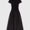 Long ribbed knit and taffeta dress Long ribbed knit and taffeta dress