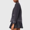 Long topstitched knit cardigan