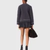 Long topstitched knit cardigan