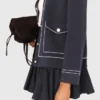 Long topstitched knit cardigan