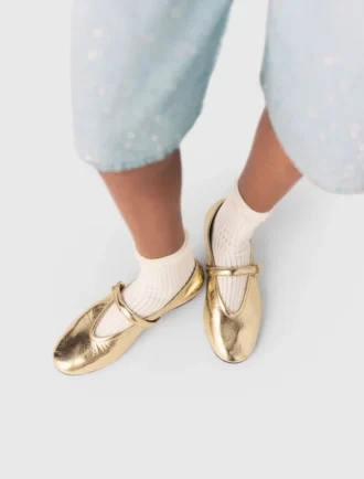 Metallic leather ballet flats