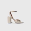 Metallic leather sandals with heels Metallic leather sandals with heels
