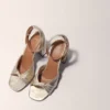 Metallic leather sandals with heels Metallic leather sandals with heels