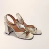 Metallic leather sandals with heels Metallic leather sandals with heels