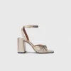 Metallic leather sandals with heels Metallic leather sandals with heels