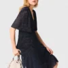 Metallic ruffled midi dress