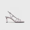 Metallic strappy heeled sandals