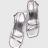 Metallic strappy heeled sandals