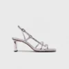 Metallic strappy heeled sandals