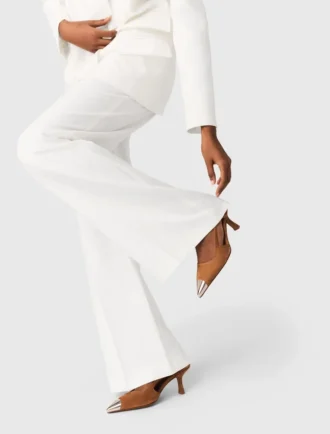 Metallic-toe suede pumps