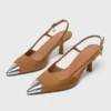 Metallic-toe suede pumps Metallic-toe suede pumps