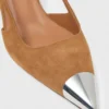 Metallic-toe suede pumps Metallic-toe suede pumps