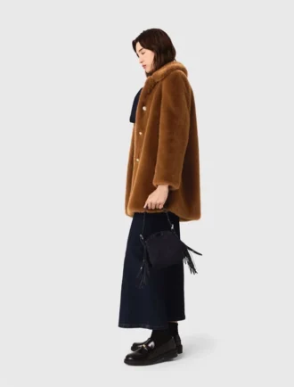 Mid-length faux fur coat