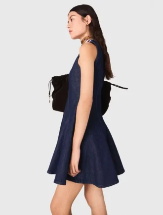 Mini denim dress with ruffles