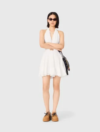 Mini embroidered backless dress