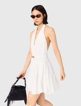 Mini embroidered backless dress