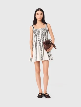 Mini embroidered strap dress