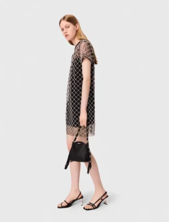Mini embroidered tulle dress