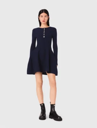 Mini knit dress with flared skirt