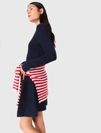 Mini knit dress with flared skirt