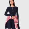 Mini knit dress with flared skirt Mini knit dress with flared skirt