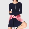 Mini knit dress with flared skirt Mini knit dress with flared skirt