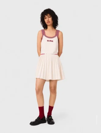 Mini pleated knitted skirt