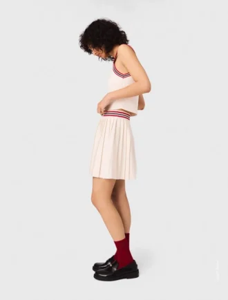 Mini pleated knitted skirt