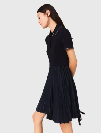 Mini pleated polo collar dress