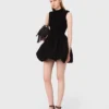 Mini ribbed knit and taffeta dress Mini ribbed knit and taffeta dress