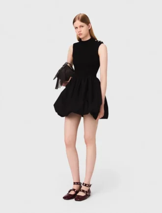 Mini ribbed knit and taffeta dress Mini ribbed knit and taffeta dress