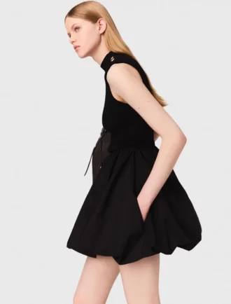 Mini ribbed knit and taffeta dress Mini ribbed knit and taffeta dress