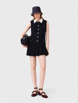 Mini tweed dress with removable collar