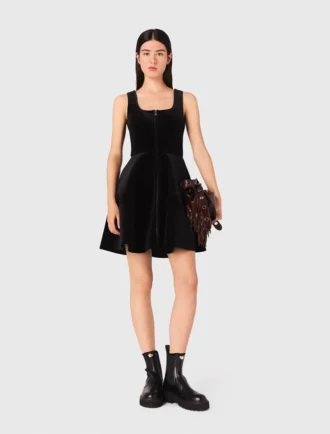 Mini velvet skater dress