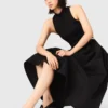 Mixed-material taffeta dress