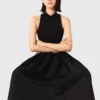 Mixed-material taffeta dress