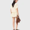 Patterned shirt with croquet trim