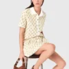 Patterned shirt with croquet trim