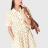 Patterned shirt with croquet trim