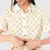 Patterned shirt with croquet trim