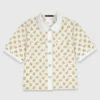 Patterned shirt with croquet trim