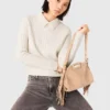 Pearl collar ribbed sweater Pearl collar ribbed sweater